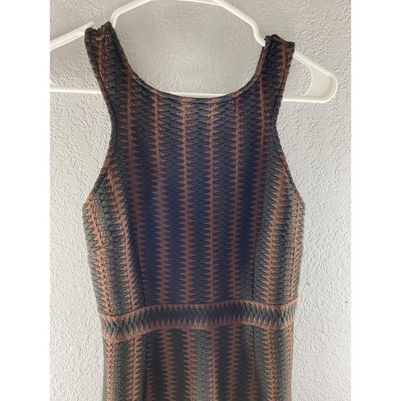 Anthropologie Maeve Meridian Midi Striped Quilted Brown Black Dress NWT - Picture 5 of 14